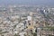 Aerial view of the Santiago city with the blue smog from the San Cristobal Hill, Santiago, Chile