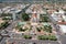 Aerial view of Santo Antonio da Platina cityscape with church and Ferris Wheel in Brazil