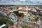 Aerial view of Santo Antonio da Platina cityscape with church and Ferris Wheel in Brazil