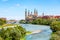 Aerial view of Saragossa, Spain with Basilica