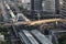 Aerial view of Sathorn bridge and BTS station in Silom