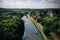 Aerial view on the saussois rock and the canal of nivernais