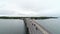 Aerial view of Scandinavian landscape and bridge. Sweden, Oland region. Typical swedish weather.