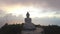 .aerial view scenery silhouette of Phuket big Buddha colorful sky in twilight