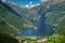 Aerial view of scenic Geirangerfjord.