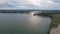 Aerial view of scenic lake Erie landscape near Fairport harbor in Ohio