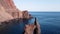 Aerial view of a scenic natural arch in El Hierro island, Canary islands, Spain. Volcanic coastline landscape.