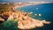 Aerial view of the scenic Ponta Joao de Arens beach in Portimao, Algarve, Portugal