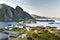 Aerial view of scenic Reine town on Lofoten islands