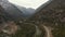 Aerial View of a Scenic Road in the Canadian Mountain Landscap