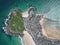 Aerial view of the scenic St Ives Harbor on a sunny day in Cornwall, England