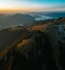 Aerial view of Schafberg mountain in the Austrian state of Salzburg at sunset