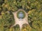 Aerial view of Schwarzenberg tomb from 18th century. Tomb is famous tourist attraction near Trebon, South Bohemia. Historical