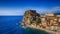 Aerial view of Scilla coastline in Calabria, Italy