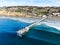 Aerial view of the scripps pier institute of oceanography, La Jolla, San Diego, California, USA.