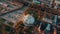 Aerial view of the sea capital of Russia Kronstadt at sunset, the golden dome of the huge main naval cathedral of St