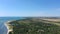 Aerial view of the sea coastline. Picturesque seaside