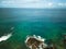 Aerial view of sea with crystalline green waters