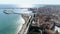 Aerial view of the sea and the fishing port of Mazara del Vallo in the province of Trapani, Sicily on a sunny day