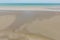 Aerial view of the sea and mudflat coastline at low tide with lone mangrove