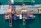 Aerial view sea port Container cargo loading ship in import export business logistic. Freight transportation. shipping business