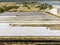 Aerial view of sea salt harvest at the salines in Portugal