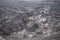 Aerial view of sea of sand inside Bromo Tengger Caldera