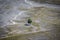 Aerial view of sea of sand inside Bromo Tengger Caldera