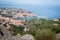 Aerial view of the sea and the seaside town of Collioure