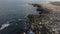 Aerial view of sea waves and fantastic cliffs, rocky coast. Tyulenovo, Bulgaria