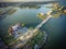 Aerial view of Seabrook city near Texas Gulf Coast and Clear Lake