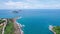 Aerial view of seacoast view in phuket island.Beautiful sea surface Amazing seascape mountain view around Phuket island Thailand.H