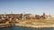 Aerial view of seaport and old industrial area near Piombino, Italy