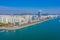 Aerial view of seaside promenade in Mokpo with a dancing fountain, Republic of Korea