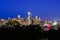 Aerial view of Seattle skylines during blue hour