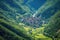 aerial view of a secluded mountain village