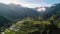 aerial view see the field at sunset rice terraces and mountain beautiful landscape.AI generated