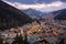 Aerial View of Selva Val Gardena in the Evening, Val Gardena, Do