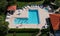 Aerial view of a senior water aerobics