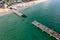 Aerial view of a seperated broken weathered pier in Fort Lauderdale, Florida