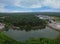 Aerial view on the septic pond at the suburb.