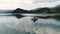 Aerial View, Serbian National Flag on Small Islet in Zaovine Lake, Tara Mountain