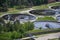 Aerial view of sewage water treatment plant