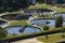 Aerial view of sewage water treatment plant