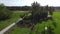 Aerial view shadow sun shade coconut tree