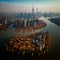 Aerial view of Shanghai, China in autumn. 3D rendering