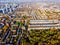 Aerial view of Shepherds bush in West London in autumn, England