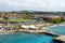 Aerial view of the ship dock near St Anna Bay of Willemstad, Curacao