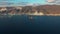 Aerial view, ships during loading and unloading at sea trade port