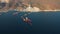 Aerial view, ships during loading and unloading at sea trade port